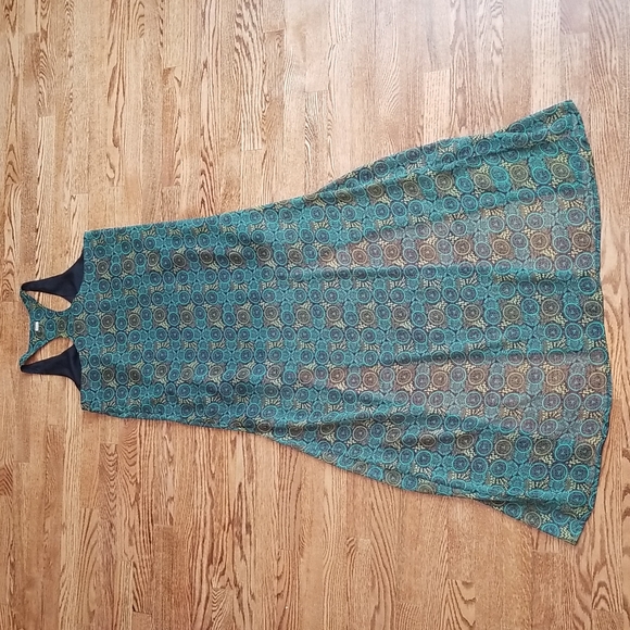 (M) NWT RVCA Glenn Racerback Flowy Front Slit Printed Maxi Dress Vacation Summer - Picture 12 of 13